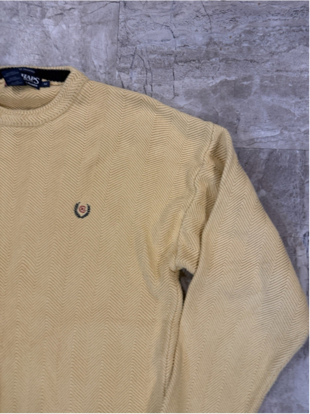 VTG 90s Chaps Ralph Lauren Men's Cable Knit Crew Neck Sweater L Gold Crest Logo